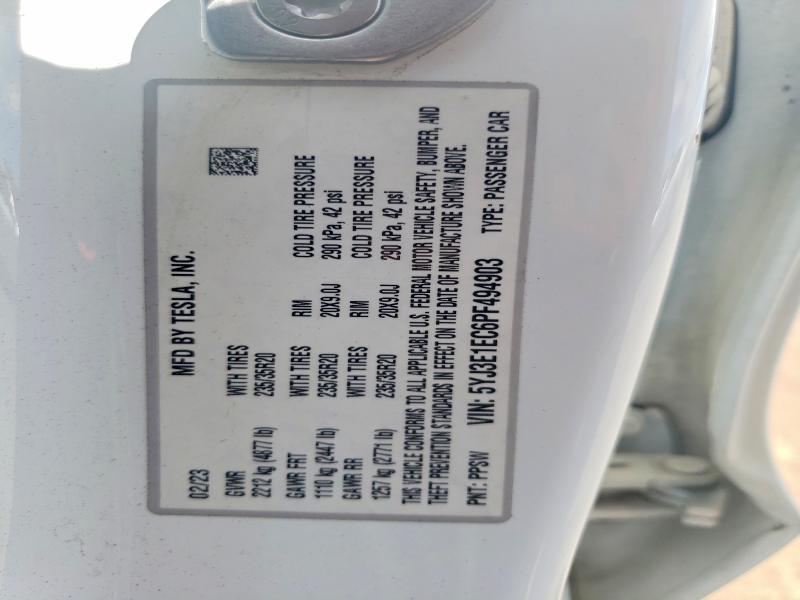 63013916 :رقم المزاد ، 5YJ3E1EC6PF494903 vin ، 2023 Tesla Model 3 مزاد بيع
