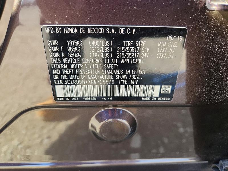 Aukcja sprzedaży 2019 Honda Hr-v, vin: 3CZRU5H7XKM725576, numer aukcji: 66958796