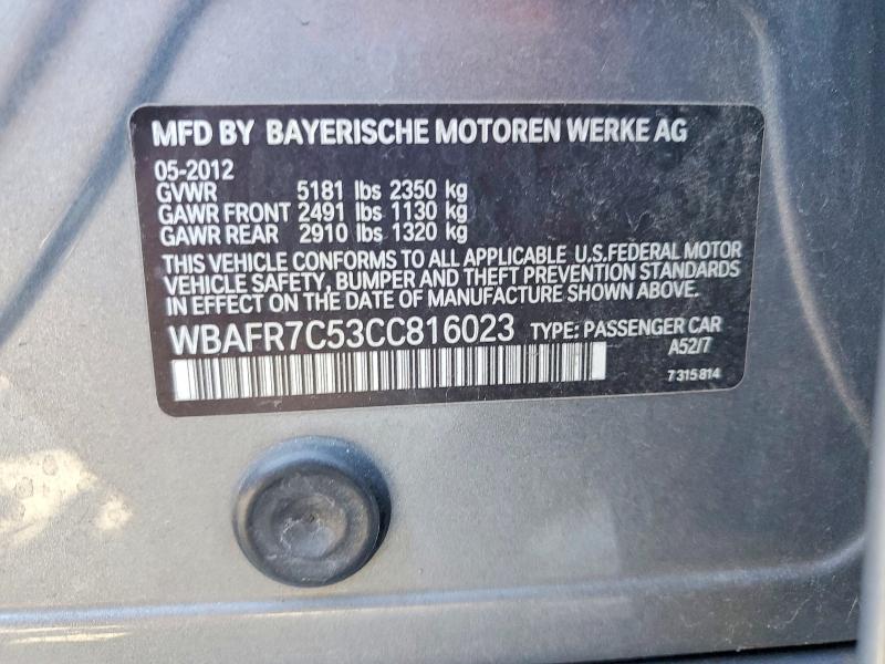 Aukcja sprzedaży 2012 Bmw 535, vin: WBAFR7C53CC816023, numer aukcji: 66129496