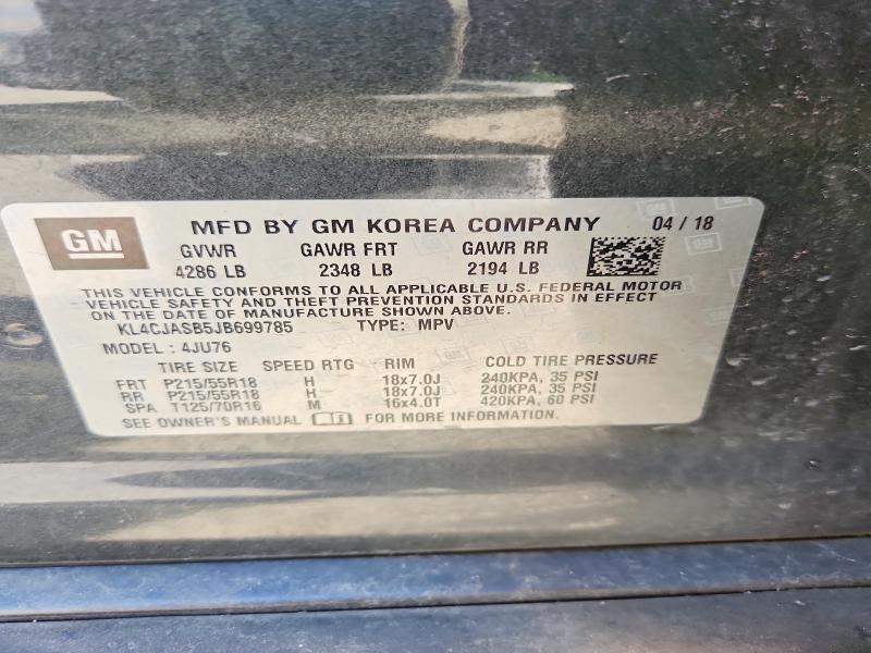 Продаж на аукціоні авто 2018 Buick Encore, vin: KL4CJASB5JB699785, номер лоту: 65038546