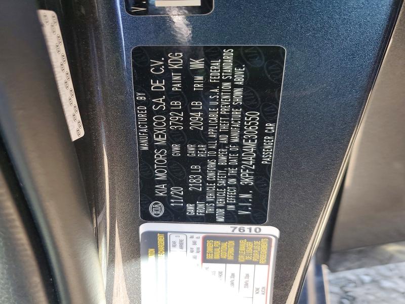 2021 Kia Forte მანქანა იყიდება აუქციონზე, vin: 3KPF24AD4ME306550, აუქციონის ნომერი: 64339486