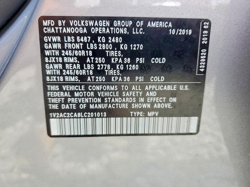 Продаж на аукціоні авто 2020 Volkswagen Atlas Cross Sport, vin: 1V2AC2CA8LC201013, номер лоту: 63940266