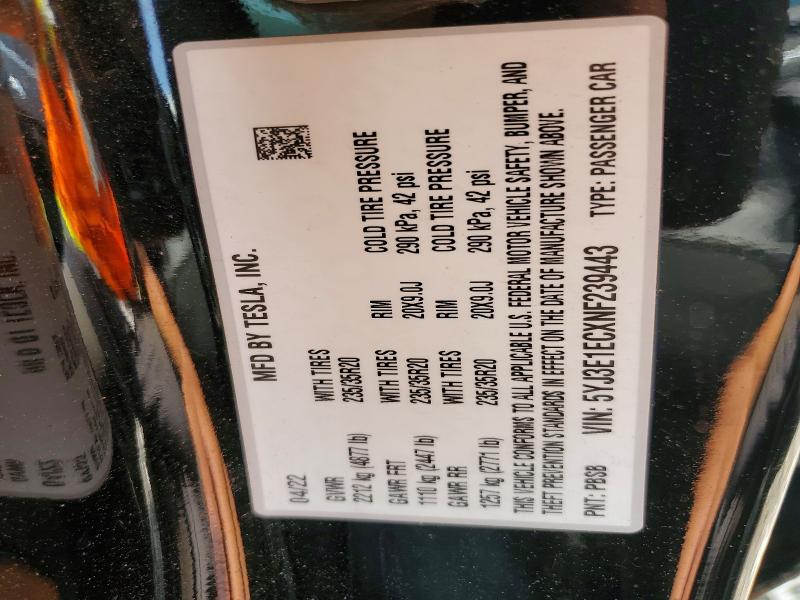 Продаж на аукціоні авто 2022 Tesla Model 3, vin: 5YJ3E1ECXNF239443, номер лоту: 64741186