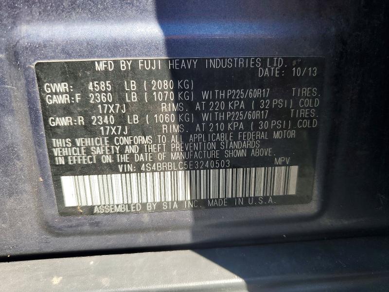 Продажа на аукционе авто 2014 Subaru Outback, vin: 4S4BRBLC5E3240503, номер лота: 66362546