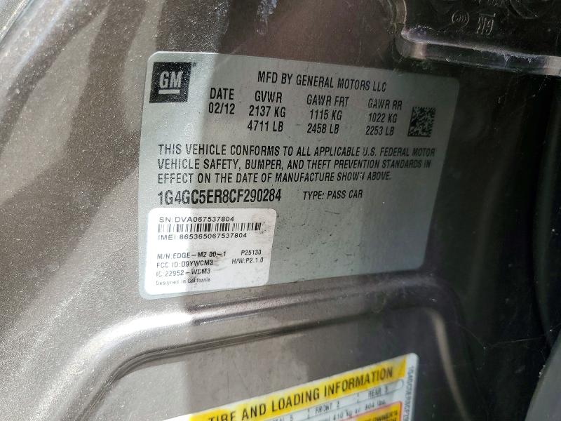 64297576 :رقم المزاد ، 1G4GC5ER8CF290284 vin ، 2012 Buick Lacrosse مزاد بيع
