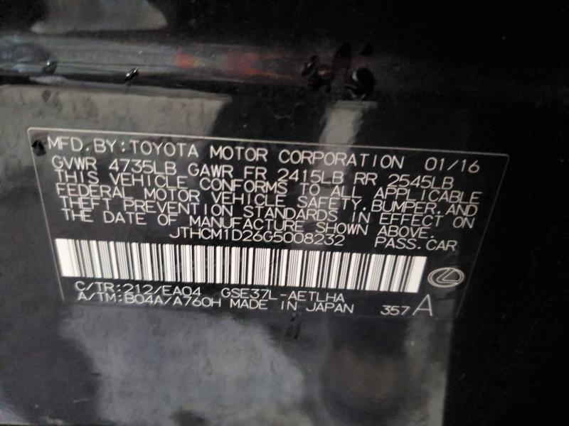 Aukcja sprzedaży 2016 Lexus Is, vin: JTHCM1D26G5008232, numer aukcji: 63783326