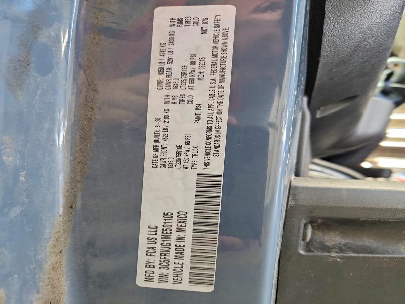 Auction sale of the 2021 Ram Promaster 3500, vin: 3C6FRVJG1ME501105, lot number: 62262616