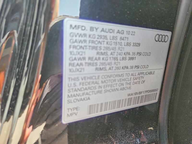 63648226 :رقم المزاد ، WA1BVBF17PD008552 vin ، 2023 Audi Q8 مزاد بيع