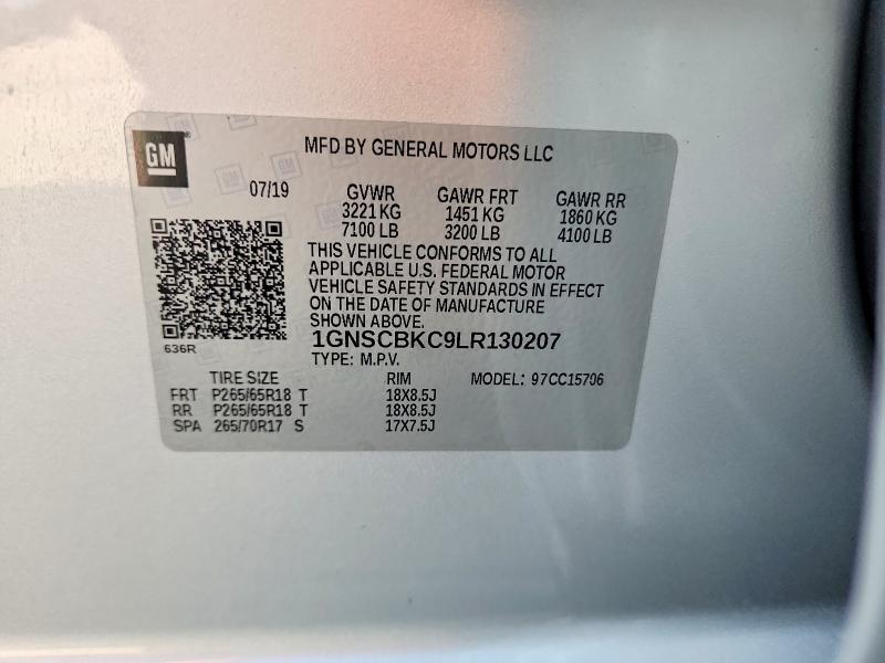 Aukcja sprzedaży 2020 Chevrolet Tahoe, vin: 1GNSCBKC9LR130207, numer aukcji: 66114536