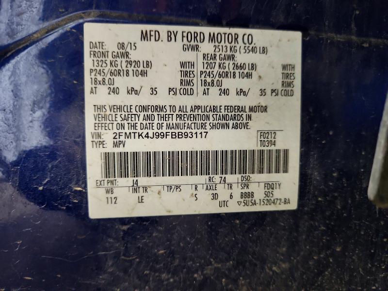 Auction sale of the 2015 Ford Edge, vin: 2FMTK4J99FBB93117, lot number: 64903866