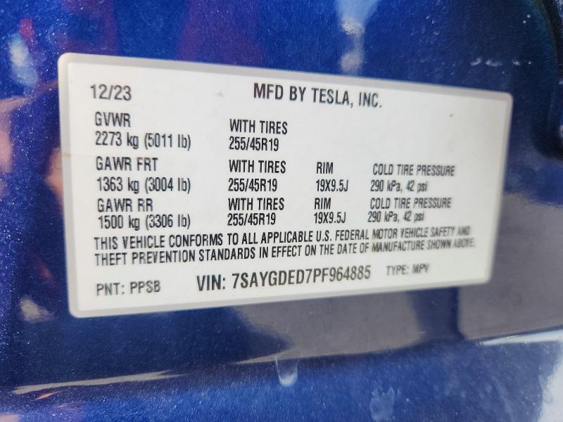 Aukcja sprzedaży 2023 Tesla Model Y, vin: 7SAYGDED7PF964885, numer aukcji: 66072426