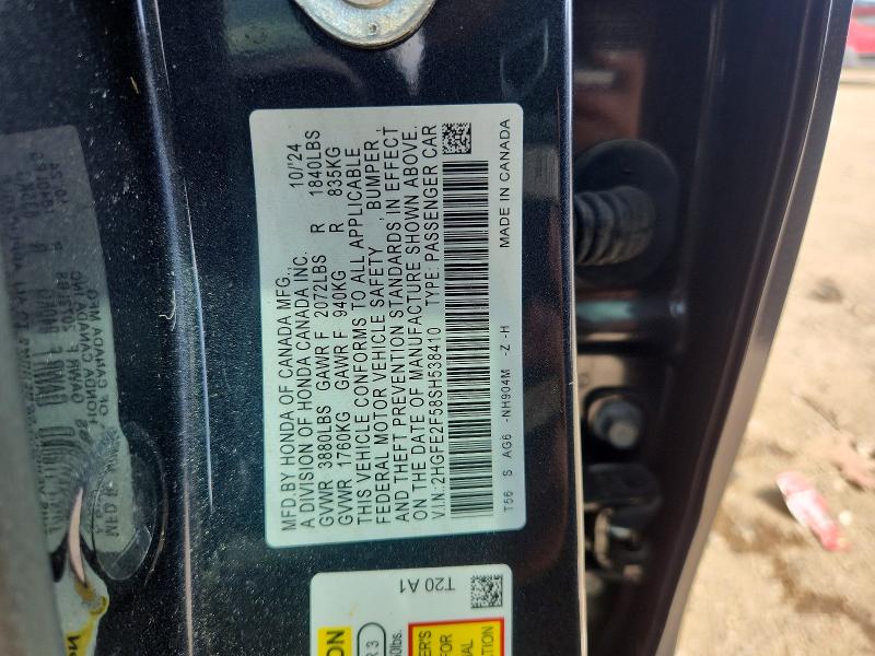 2025 Honda Civic მანქანა იყიდება აუქციონზე, vin: 2HGFE2F58SH538410, აუქციონის ნომერი: 63723216