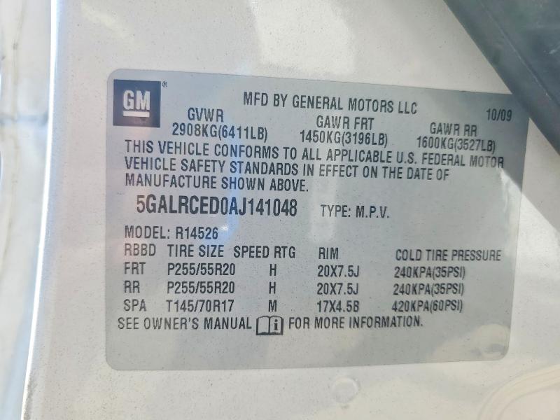 66050286 :رقم المزاد ، 5GALRCED0AJ141048 vin ، 2010 Buick Enclave مزاد بيع