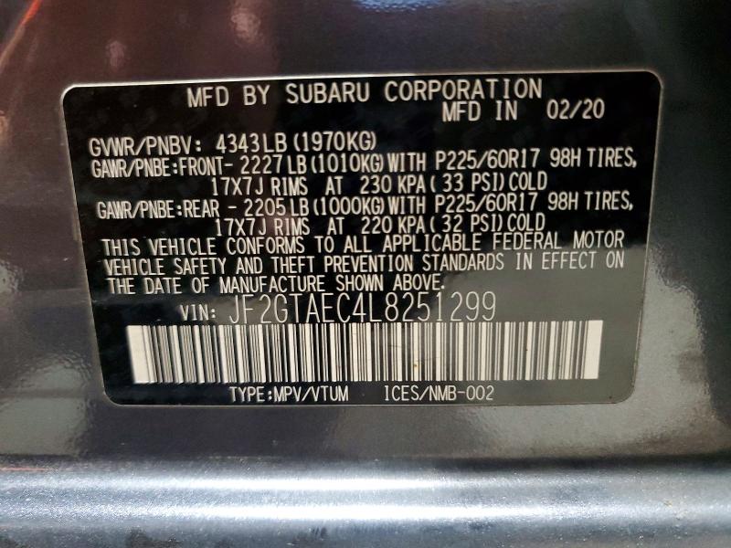 Auction sale of the 2020 Subaru Crosstrek, vin: JF2GTAEC4L8251299, lot number: 66080066
