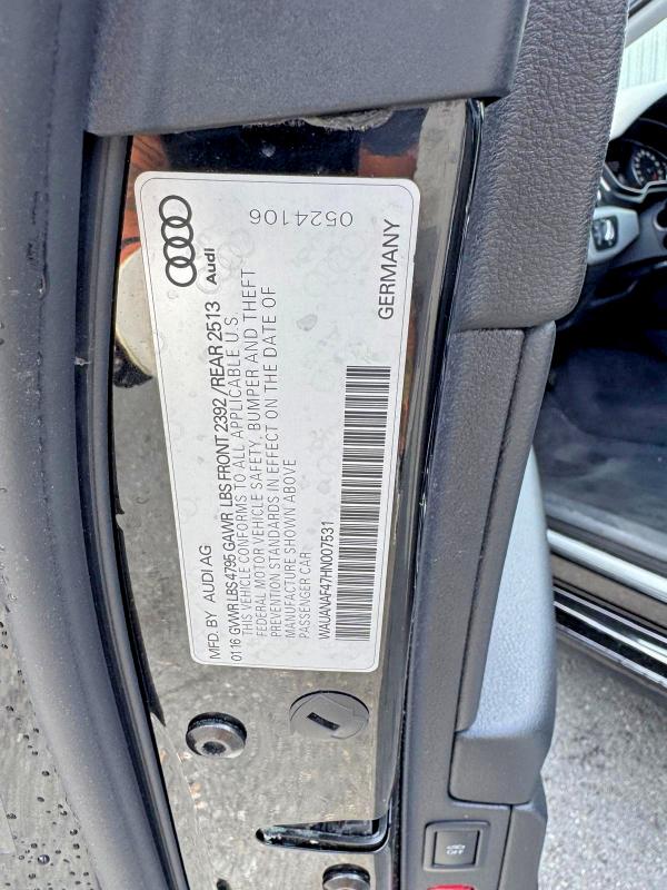 Aukcja sprzedaży 2017 Audi A4, vin: WAUANAF47HN007531, numer aukcji: 67277016
