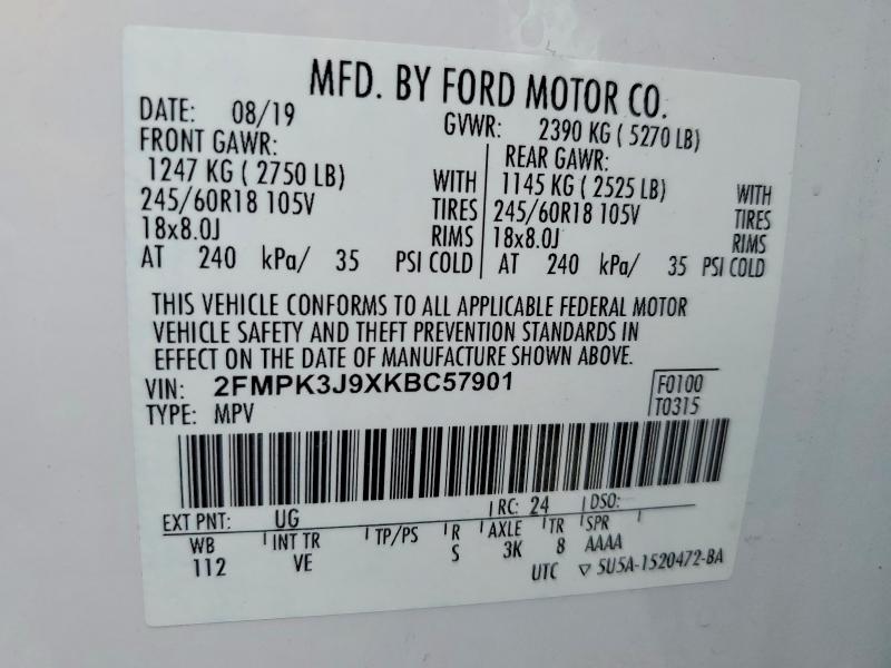 Продажа на аукционе авто 2019 Ford Edge, vin: 2FMPK3J9XKBC57901, номер лота: 63986326