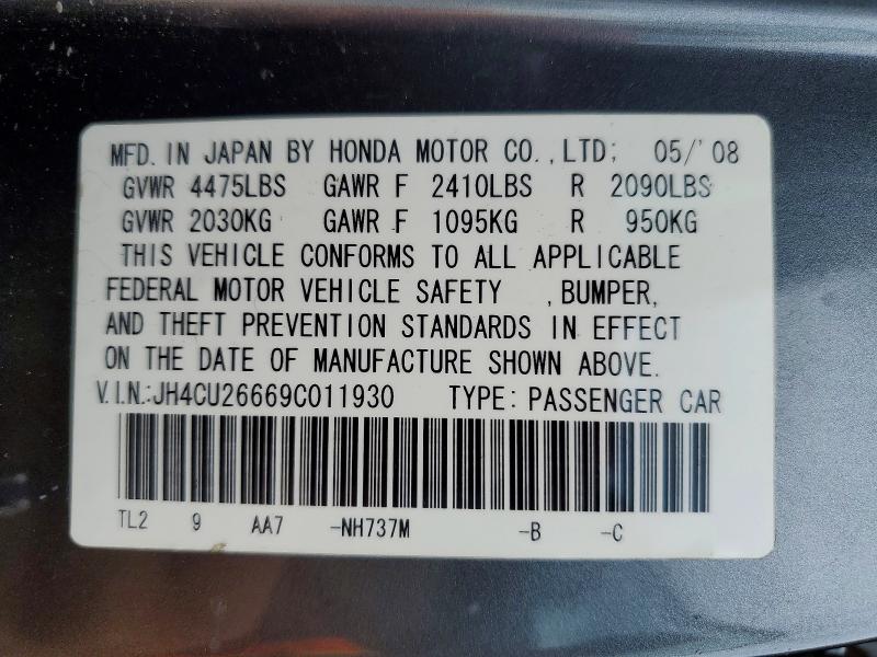 Auction sale of the 2009 Acura Tsx, vin: JH4CU26669C011930, lot number: 66063596