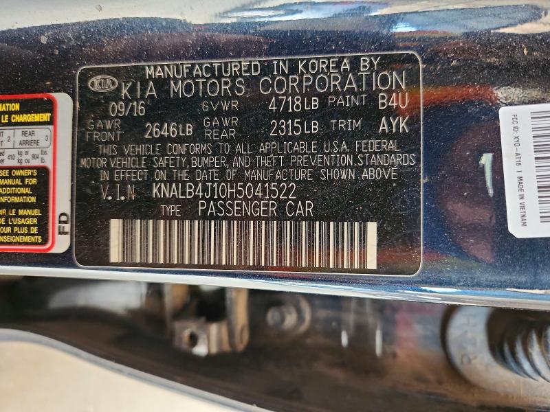 60150166 :رقم المزاد ، KNALB4J10H5041522 vin ، 2017 Kia Cadenza مزاد بيع