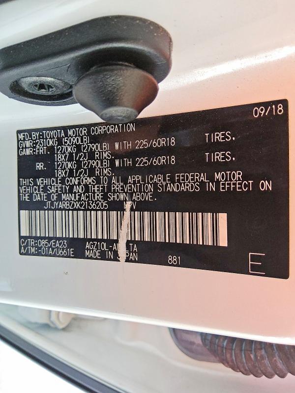 Aukcja sprzedaży 2019 Lexus Nx 300, vin: JTJYARBZXK2136205, numer aukcji: 66828096