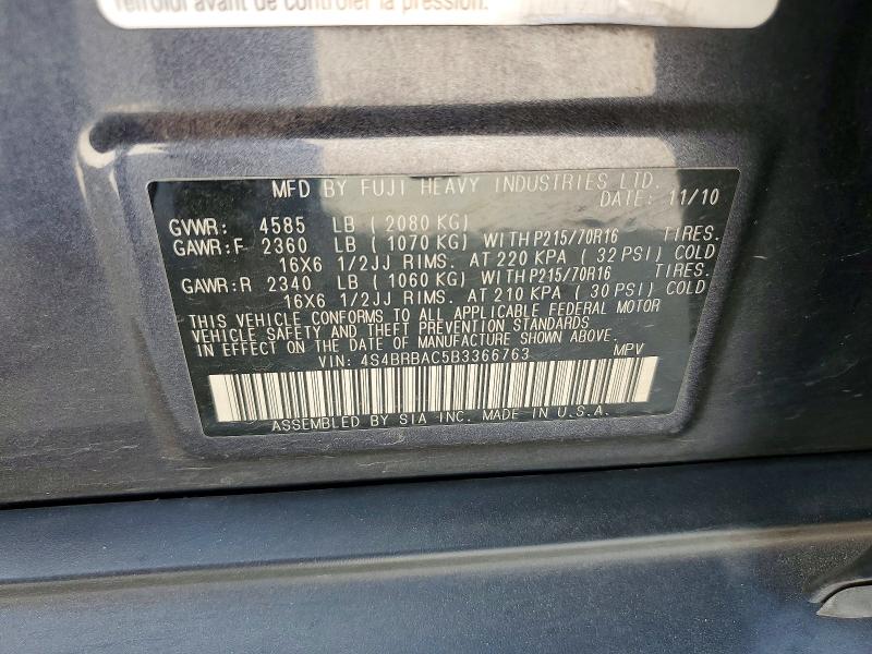 Продажа на аукционе авто 2011 Subaru Outback, vin: 4S4BRBAC5B3366763, номер лота: 64059536