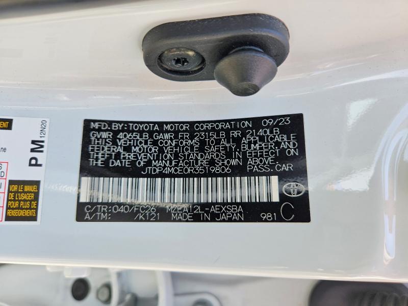 Aukcja sprzedaży 2024 Toyota Corolla, vin: JTDP4MCE0R3519806, numer aukcji: 64780776