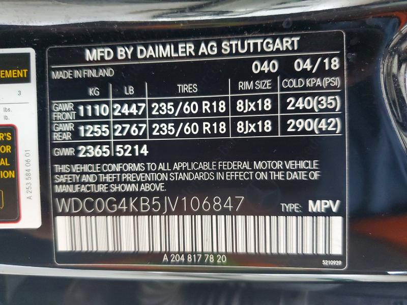 64985726 :رقم المزاد ، WDC0G4KB5JV106847 vin ، 2018 Mercedes-benz Glc مزاد بيع