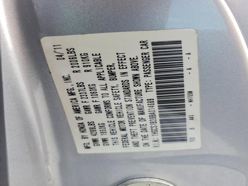 64362706 :رقم المزاد ، 1HGCS1B39BA014689 vin ، 2011 Honda Accord مزاد بيع