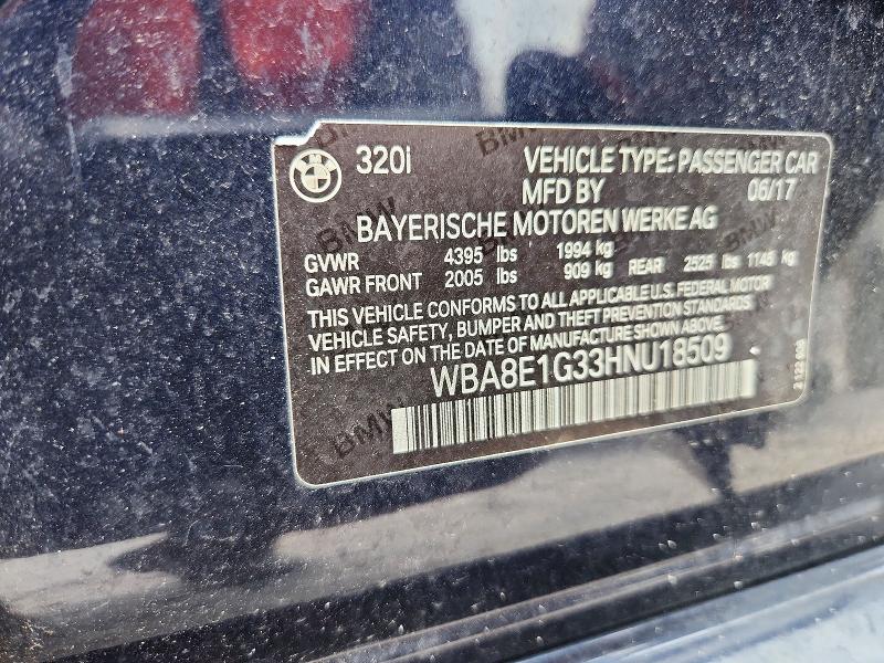 Auction sale of the 2017 Bmw 320, vin: WBA8E1G33HNU18509, lot number: 66343246