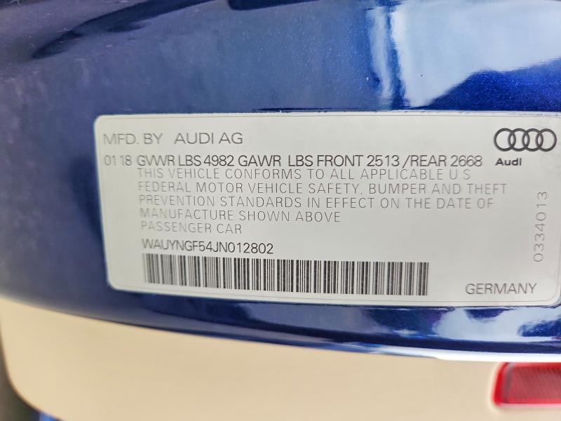 Продажа на аукционе авто 2018 Audi A5, vin: WAUYNGF54JN012802, номер лота: 63504726