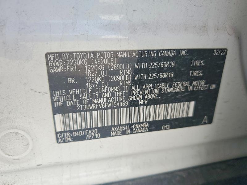63610966 :رقم المزاد ، 2T3UWRFV6PW154869 vin ، 2023 Toyota Rav4 مزاد بيع