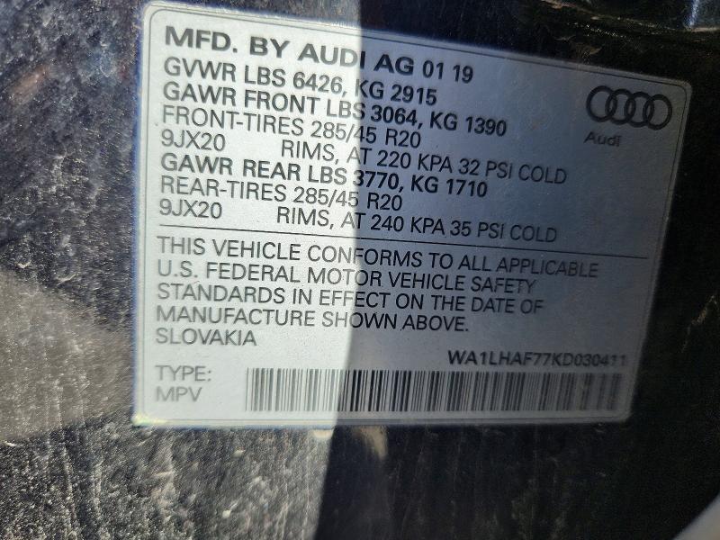 Aukcja sprzedaży 2019 Audi Q7, vin: WA1LHAF77KD030411, numer aukcji: 66528716