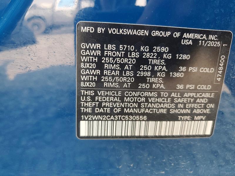 2026 Volkswagen Atlas მანქანა იყიდება აუქციონზე, vin: 1V2WN2CA3TC530556, აუქციონის ნომერი: 64719616