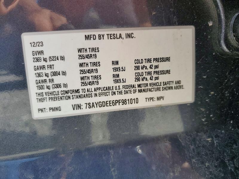 2023 Tesla Model Y მანქანა იყიდება აუქციონზე, vin: 7SAYGDEE6PF981010, აუქციონის ნომერი: 65808786