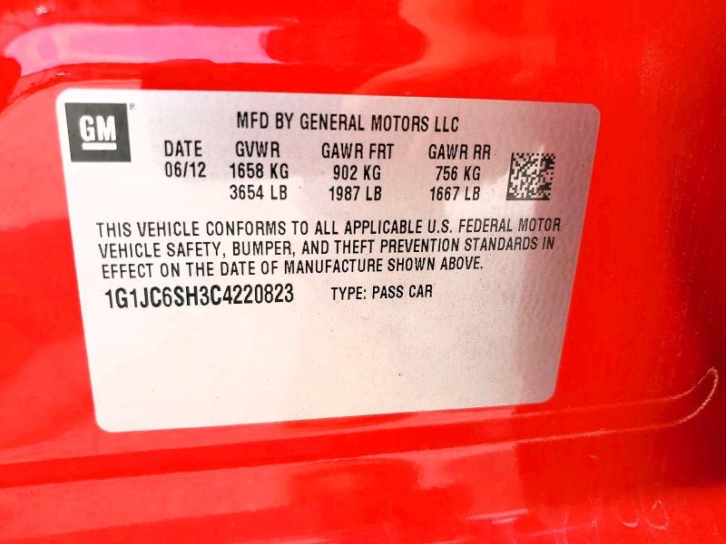Продаж на аукціоні авто 2012 Chevrolet Sonic, vin: 1G1JC6SH3C4220823, номер лоту: 64376226