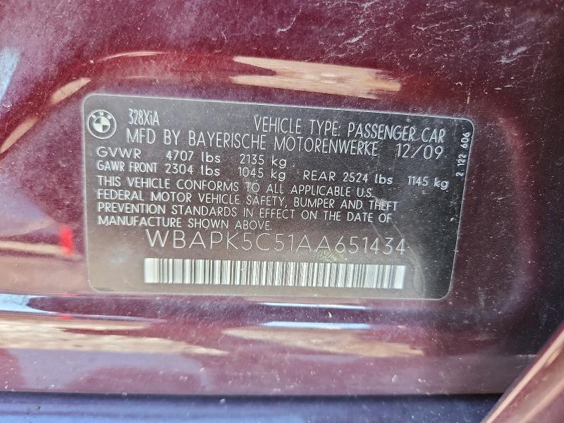 65674436 :رقم المزاد ، WBAPK5C51AA651434 vin ، 2010 Bmw 328 مزاد بيع