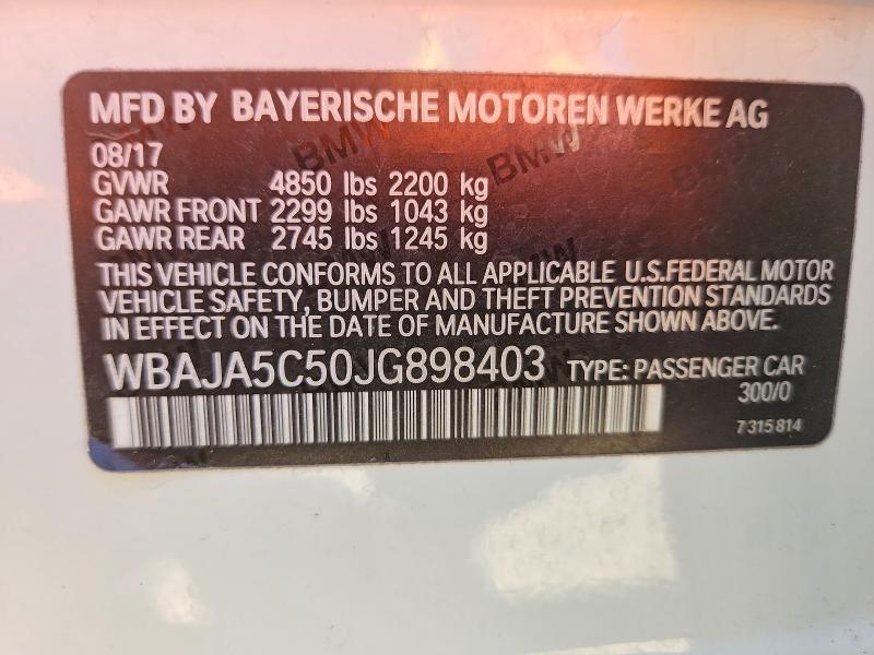 2018 Bmw 530 მანქანა იყიდება აუქციონზე, vin: WBAJA5C50JG898403, აუქციონის ნომერი: 65199966