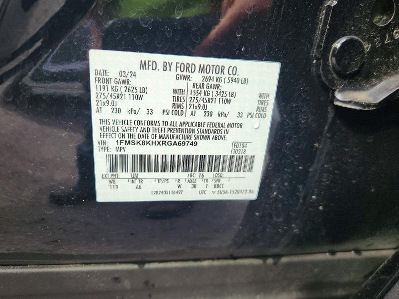 Продаж на аукціоні авто 2024 Ford Explorer, vin: 1FMSK8KHXRGA69749, номер лоту: 66839726