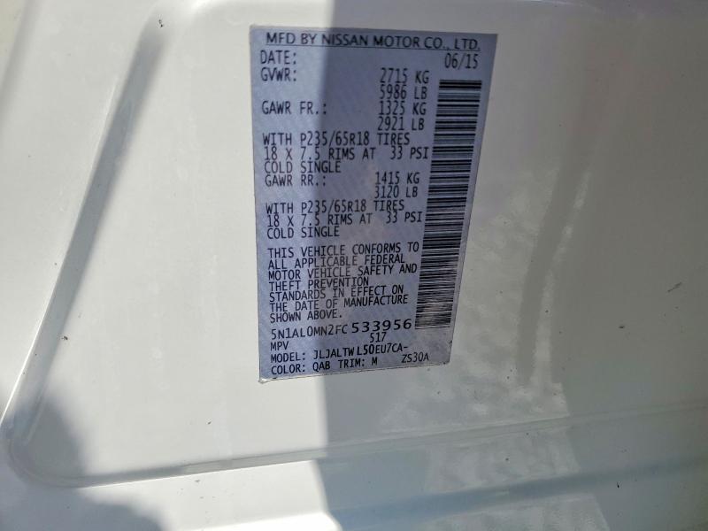 Продажа на аукционе авто 2015 Infiniti Qx60, vin: 5N1AL0MN2FC533956, номер лота: 65151306