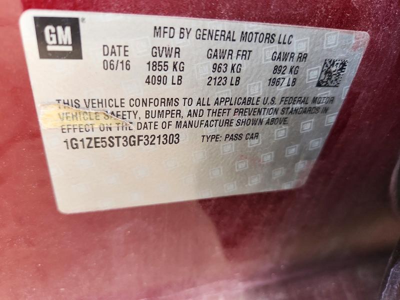 Продажа на аукционе авто 2016 Chevrolet Malibu, vin: 1G1ZE5ST3GF321303, номер лота: 66147826