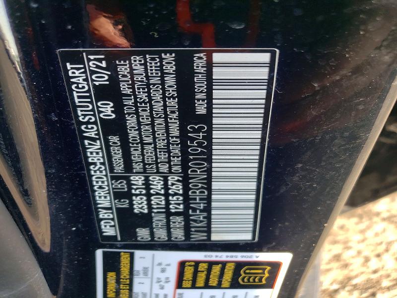Aukcja sprzedaży 2022 Mercedes-benz C, vin: W1KAF4HB9NR019543, numer aukcji: 65694396