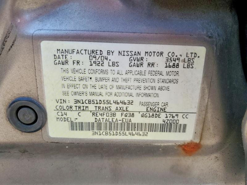 Продажа на аукционе авто 2005 Nissan Sentra, vin: 3N1CB51D55L464632, номер лота: 65659976