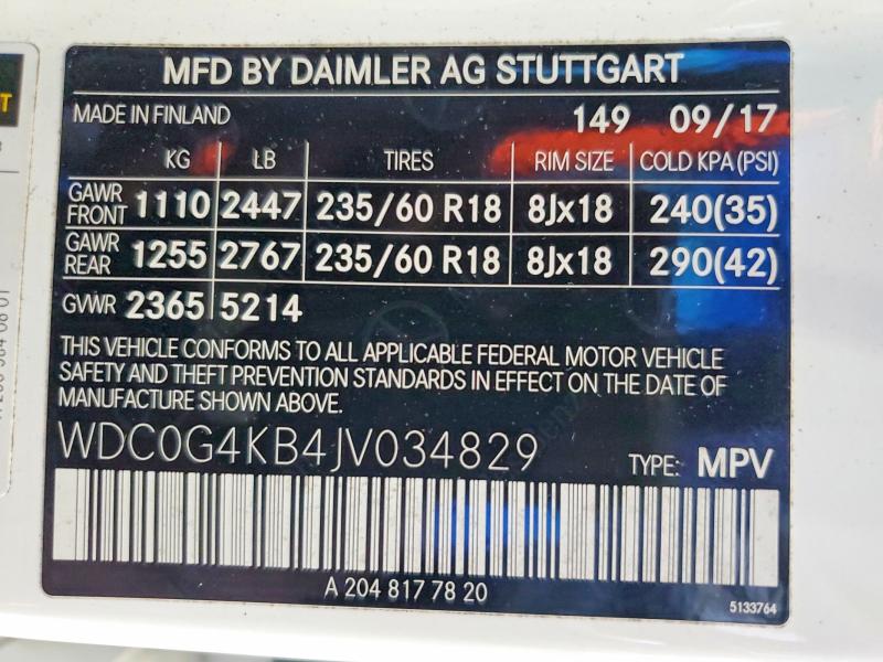 Продаж на аукціоні авто 2018 Mercedes-benz Glc, vin: WDC0G4KB4JV034829, номер лоту: 62304286