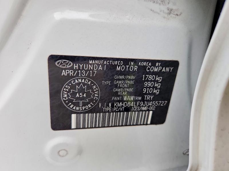 Aukcja sprzedaży 2018 Hyundai Elantra, vin: KMHD84LF9JU455727, numer aukcji: 63726996