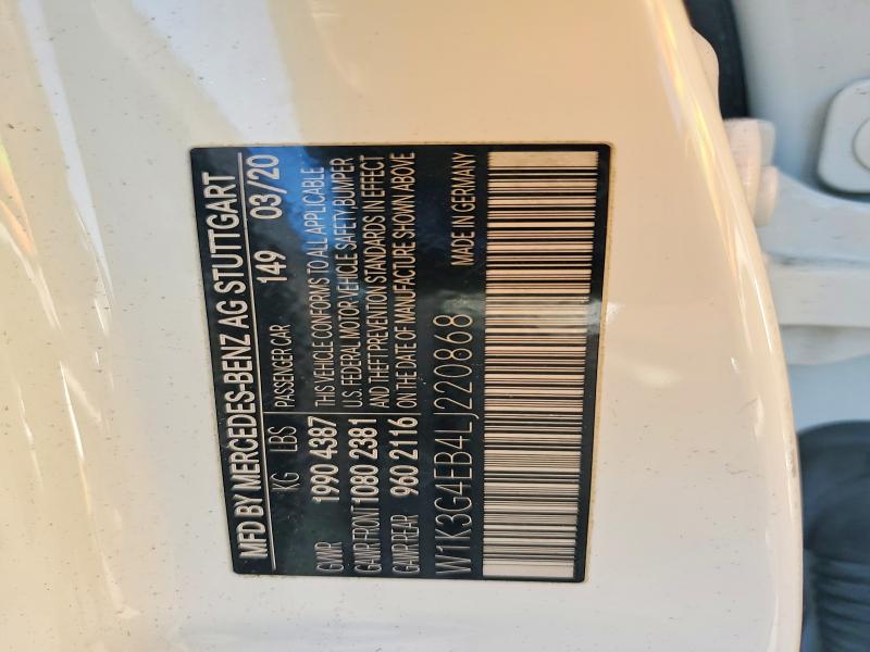 Продажа на аукционе авто 2020 Mercedes-benz A, vin: W1K3G4EB4LJ220868, номер лота: 63486746