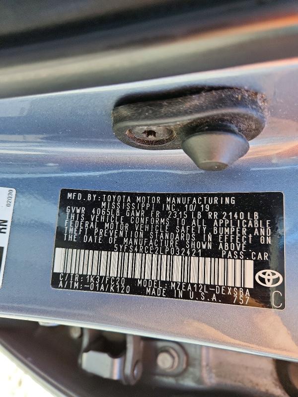 65678006 :رقم المزاد ، 5YFS4RCE2LP032421 vin ، 2020 Toyota Corolla مزاد بيع