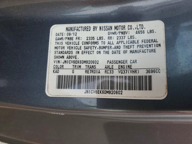 63345196 :رقم المزاد ، JN1CV6EK6DM920602 vin ، 2013 Infiniti G37 Coupe مزاد بيع