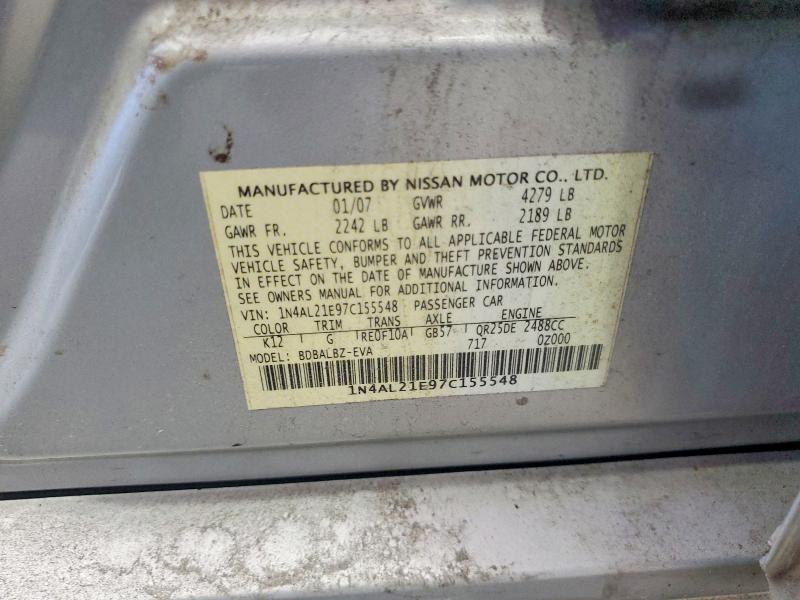 2007 Nissan Altima მანქანა იყიდება აუქციონზე, vin: 1N4AL21E97C155548, აუქციონის ნომერი: 65010076