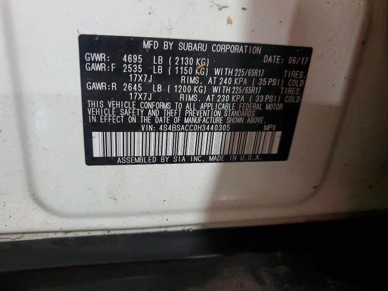 Aukcja sprzedaży 2017 Subaru Outback, vin: 4S4BSACC0H3440305, numer aukcji: 64070736