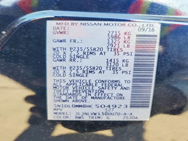 Aukcja sprzedaży 2017 Infiniti Qx60, vin: 5N1DL0MM8HC504923, numer aukcji: 65166286