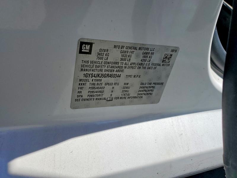 2016 Cadillac Escalade მანქანა იყიდება აუქციონზე, vin: 1GYS4JKJ5GR460344, აუქციონის ნომერი: 65404926